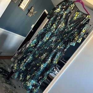 torrid Black Maxi Dress with Teal & Yellow Dot Print